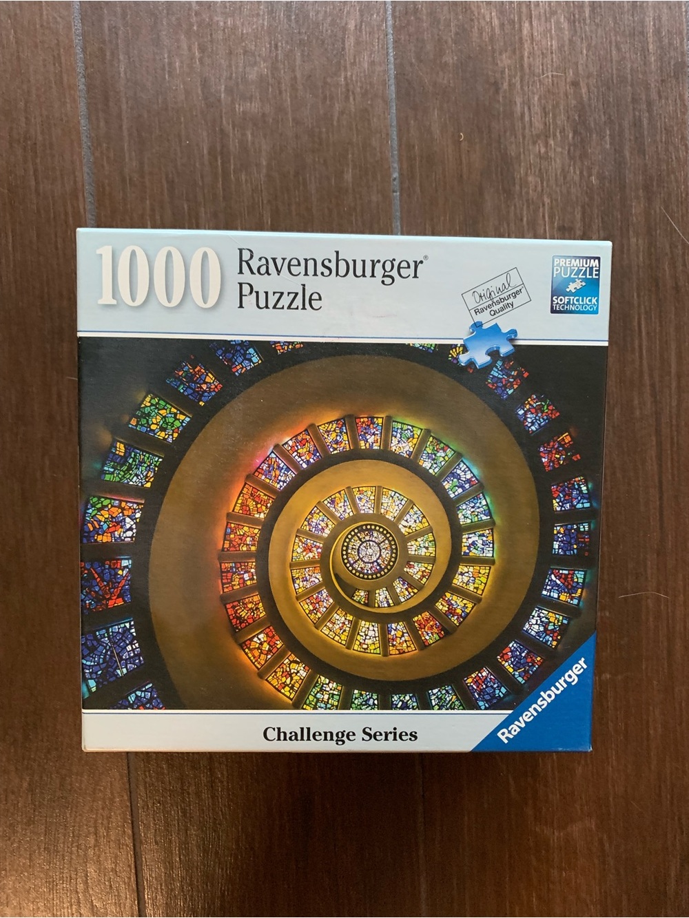 Ravensburger Challenge Series Stainglass Spiral 1000 Pc Jigsaw Puzzle Complete